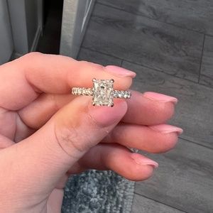 14K White Gold 3.01 Carat Radiant Cut Engagement Ring